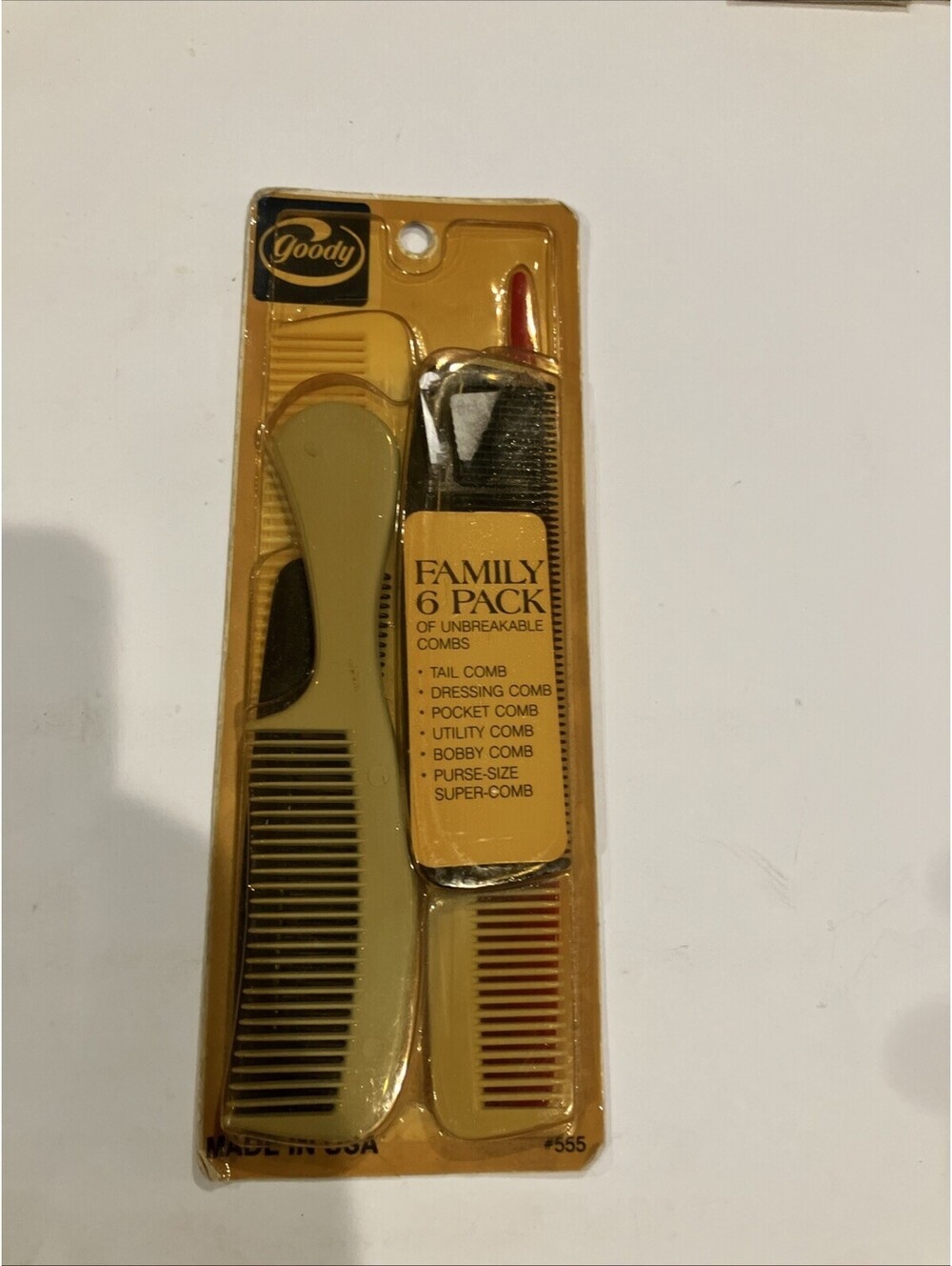 GOODY Vintage 1989 Family 6 Pack COMBS Unbreakable New #555 Assorted Colors NEW